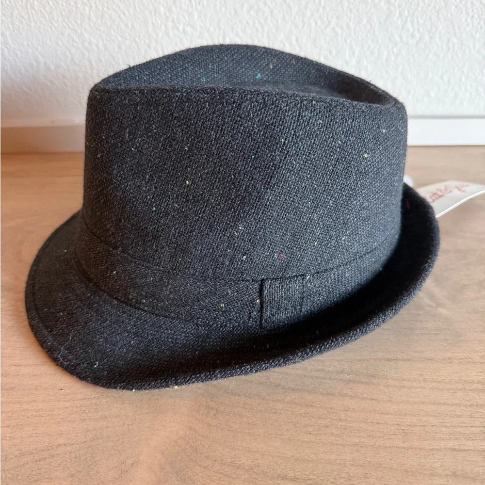 NWT Cat & Jack Boys Tweed Charcoal Gray/Black Fedora Hat, M